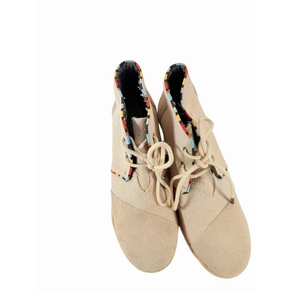 Toms Desert Wedge Whisper Burlap Suede Espadrille Booties 7